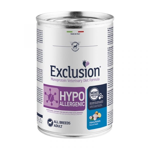 Exclusion Hypoallergenic Umido Cane Pesce e Patate