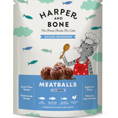 Harper and Bone Pouch Meat Balls Ocean Wonders Umido Gatto