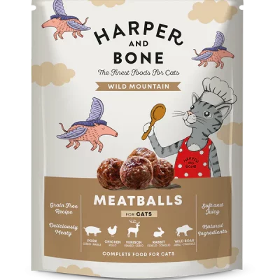 Harper and Bone Pouch Meat Balls Wild Mountain Umido Gatto