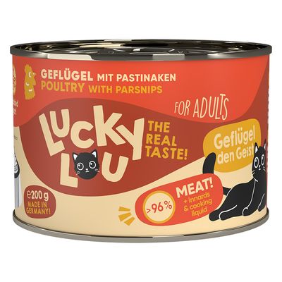 Lucky Lou Adult Umido Gatto Pollame con Pastinaca lattina 200 grammi